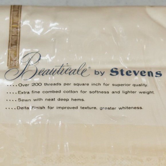 NWD Vtg Stevens Beauticale Cotton 200 Thread (2) Cream Pillow Cases 42 x 38.5 - Picture 5 of 9